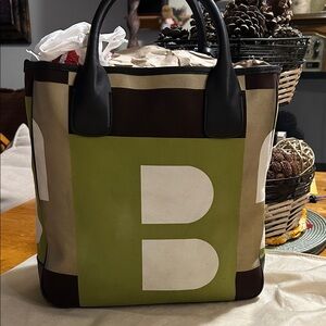 Bally Canvas & Leather Stylish Tote Bag